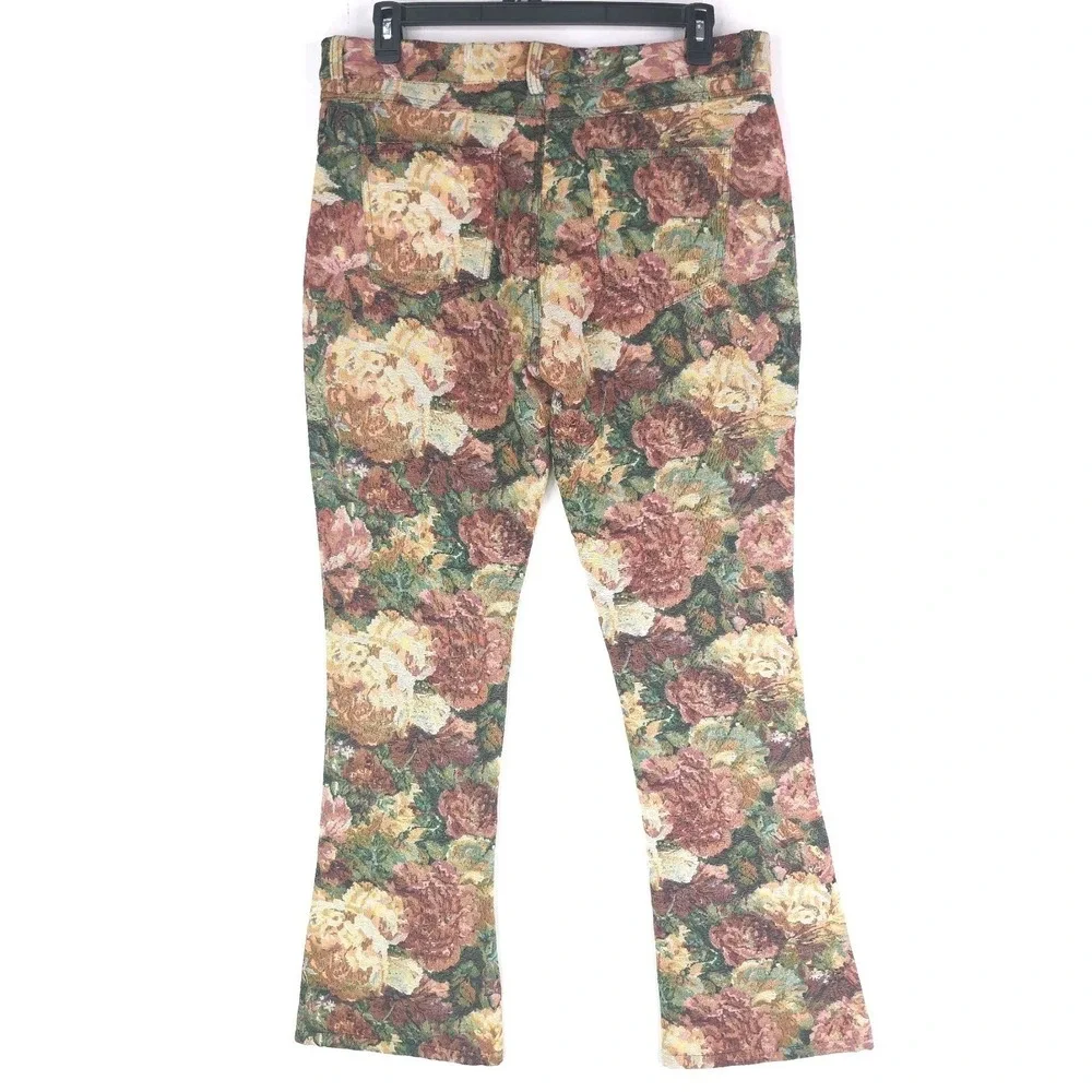 Fashion‎ Nova Men's 34X35 Denim Floral Flared Tapestry Cargo Pockets Lined Pants
